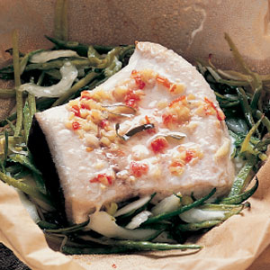 Aromatic steamed swordfish