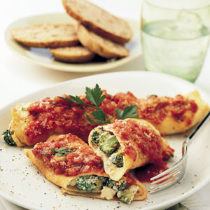 Camembert and broccoli pancakes