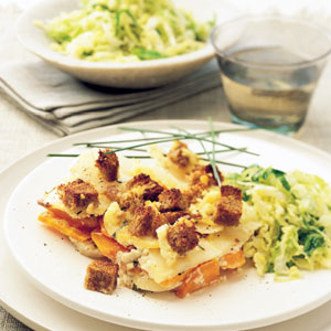 Cheese and root vegetable gratin