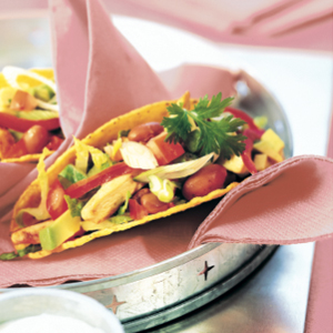 Chicken and pinto bean tacos
