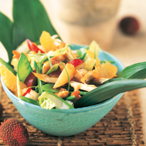 Chicken lychee and plum salad