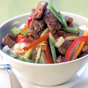 Chinese beef and leek with noodles