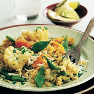 Curried lentil and vegetable pilaf
