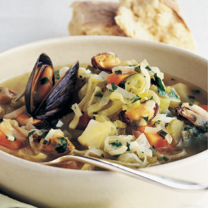 Hearty mussel soup