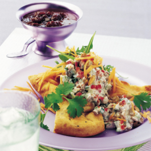 Naan with lentil 'caviar'