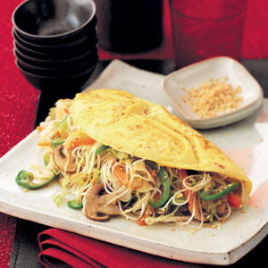 Noodle-stuffed Thai omelettes