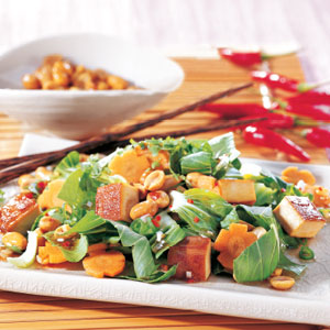 Pan-fried tofu and bok choy