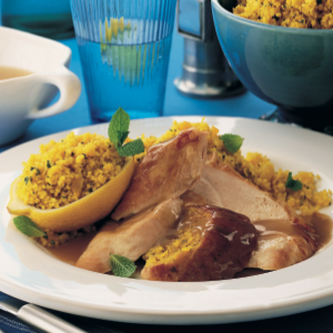 Roast chicken with lemon couscous