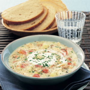 Salmon and tomato chowder