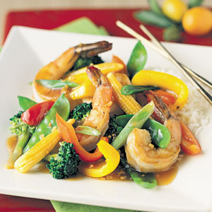 Seafood and vegetable stir-fry