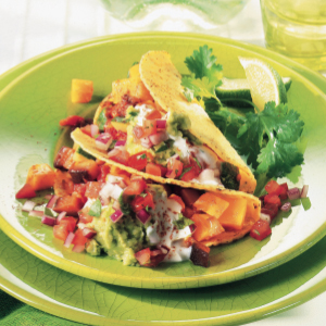 Tacos with salsa and guacamole