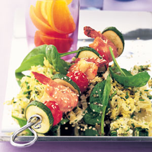 Teriyaki swordfish skewers