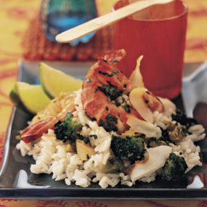 Thai coconut rice with prawns