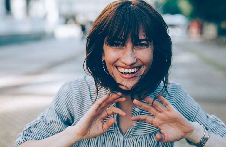 Prominent bangs