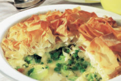 Leek and spring green filo pie