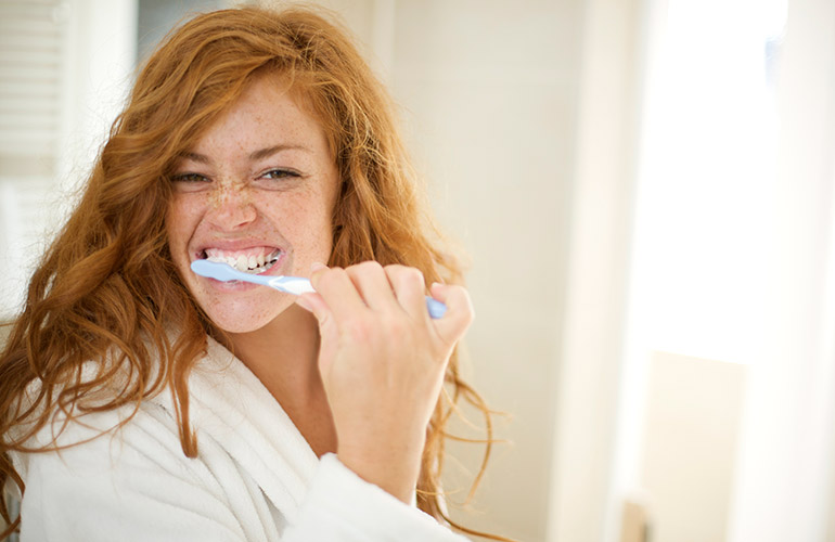 Brush teeth with your non-dominant hand