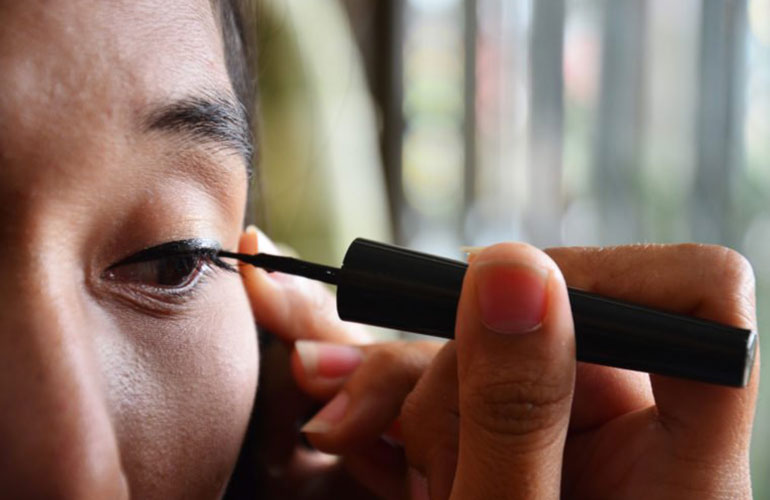 Perfect your cat eye with liquid eyeliner
