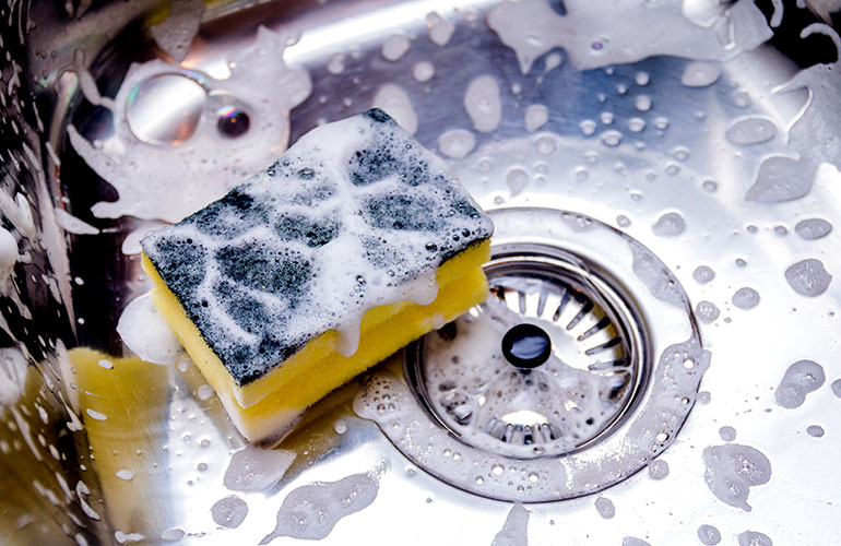 Using a dirty sponge
