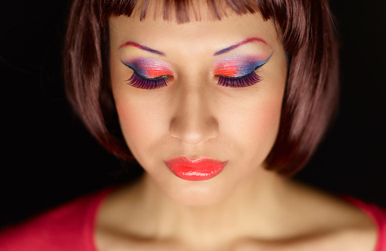 Colour-blocked makeup