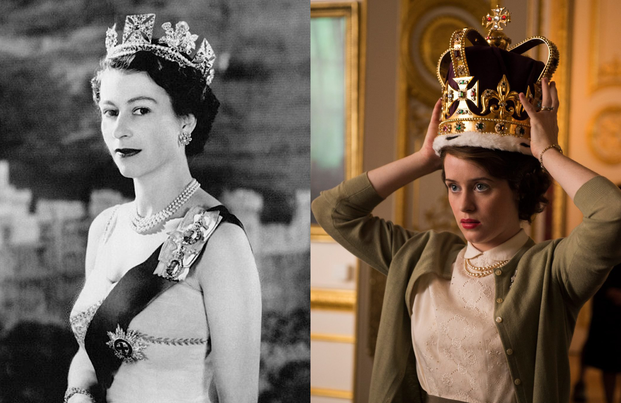Queen Elizabeth II as a young woman, as played by Claire Foy