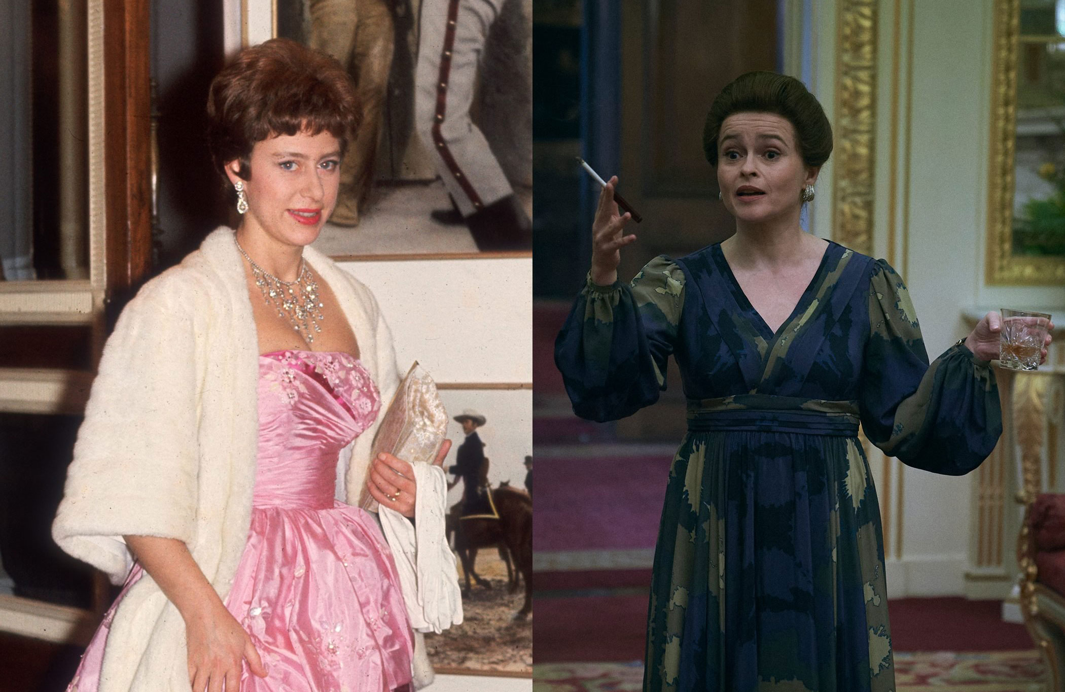 Princess Margaret in middle age, as played by Helena Bonham Carter