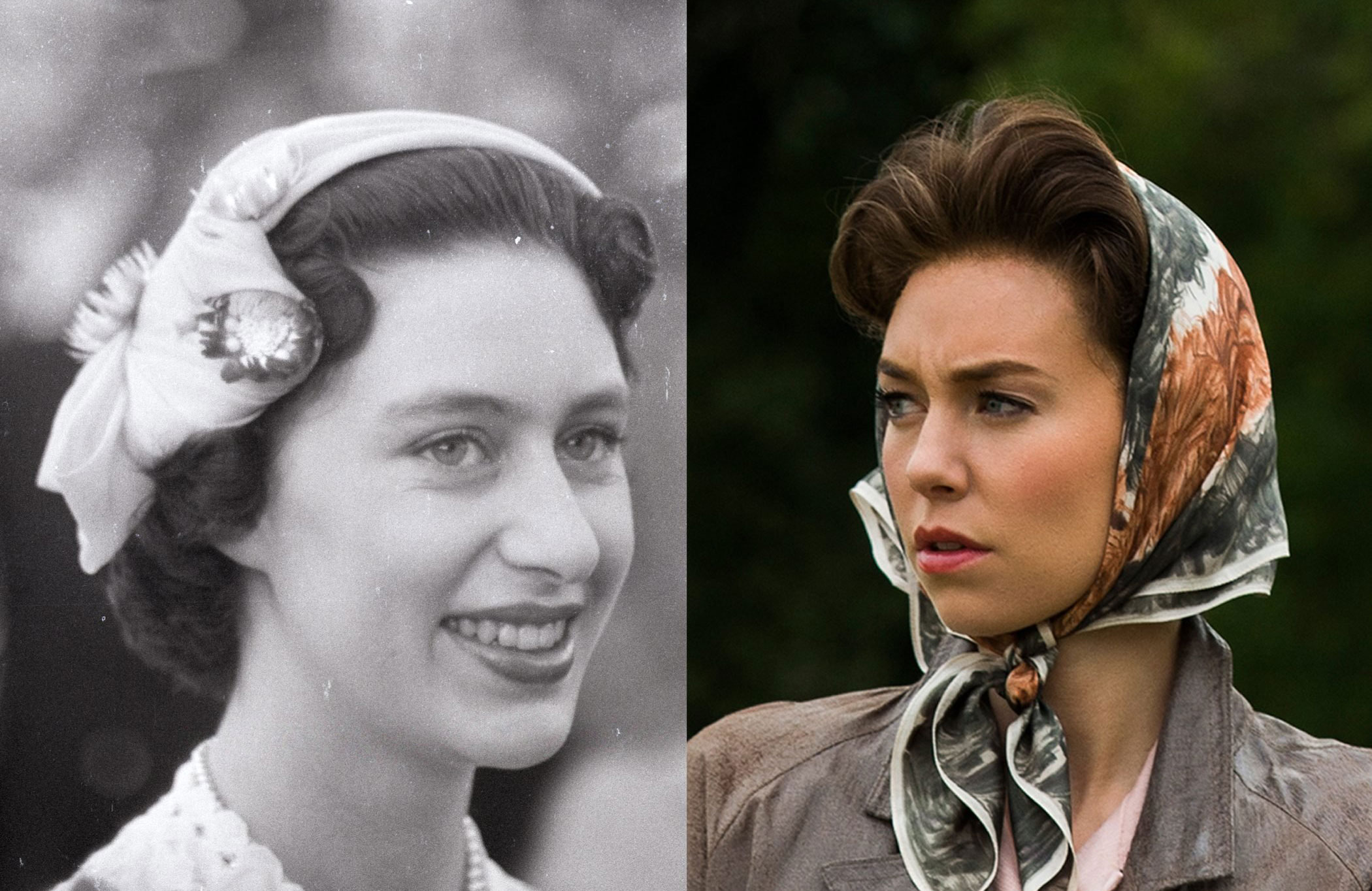 Princess Margaret Rose of York as a young woman, as played by Vanessa Kirby