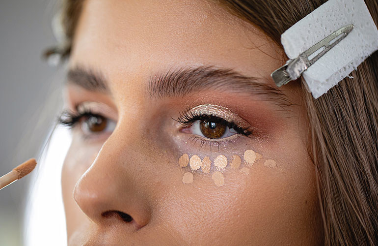 Cover problem spots with concealer, not foundation.