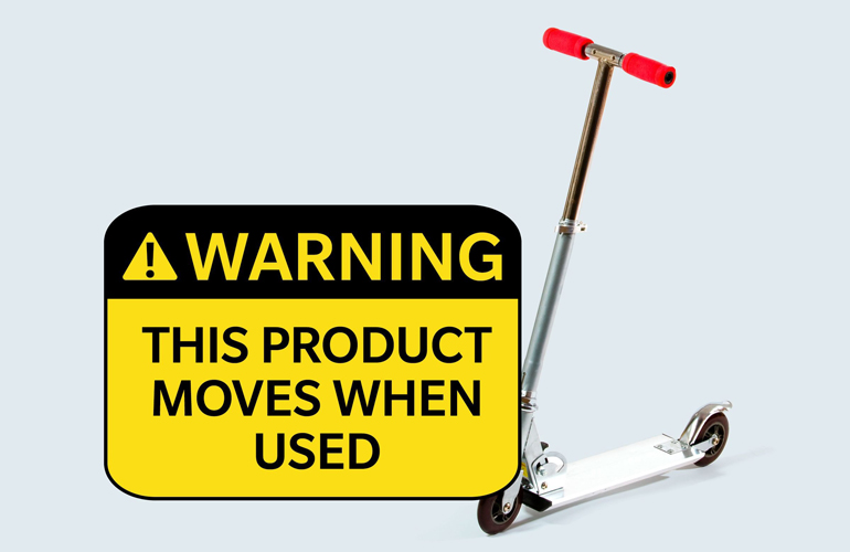Warning label on a Razor scooter: