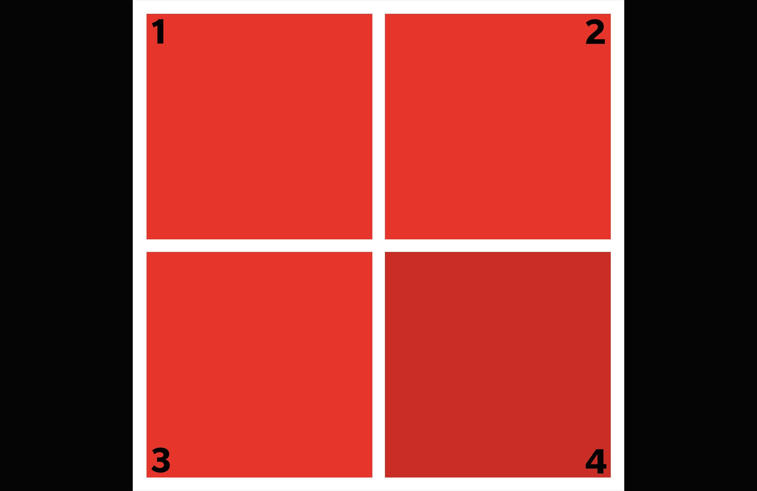 Which shade of red is different?