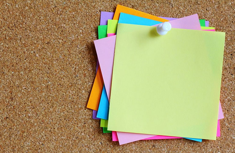 Write happy messages on sticky notes