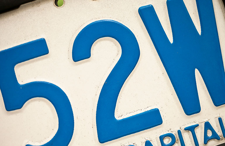 Licence plate and VIN number
