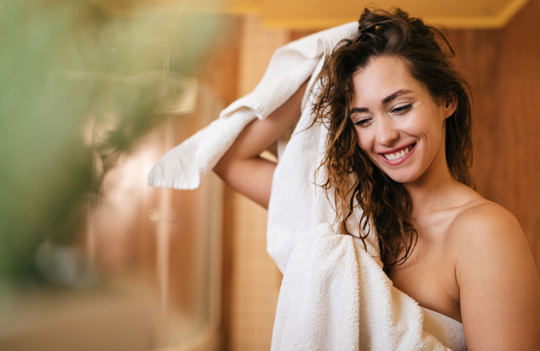 A warm towel after a shower