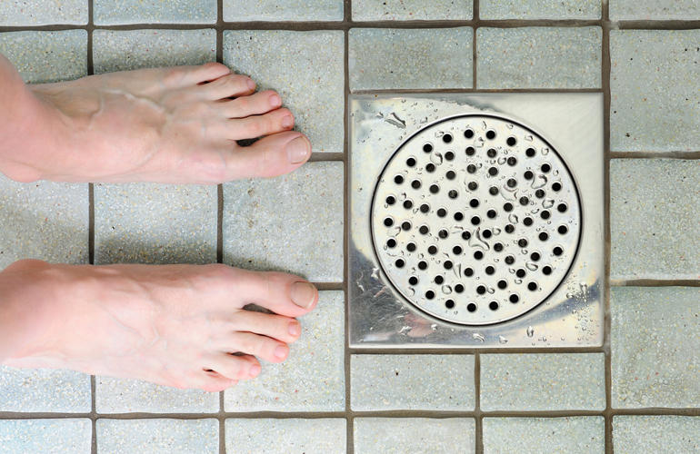 Walking barefoot in public showers