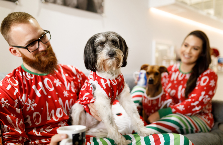 Try on new Christmas PJs