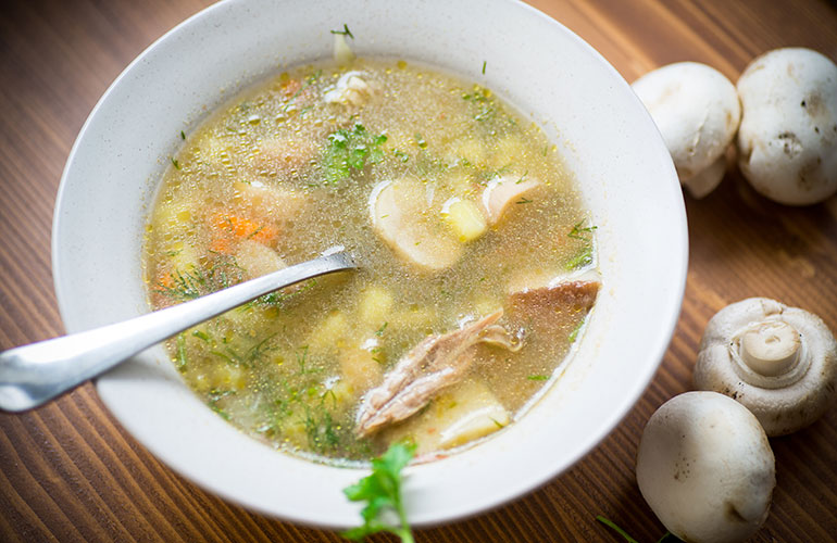 Eat soup before dinner