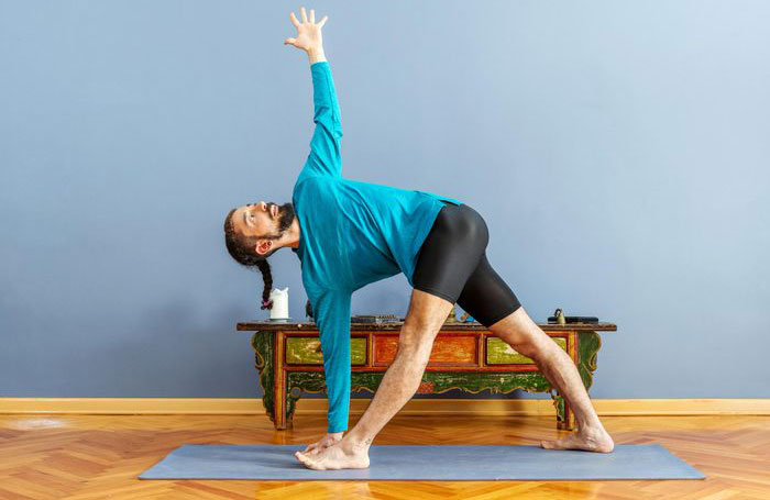 3. Reverse Triangle Pose (Parivrtta Trikonasan)