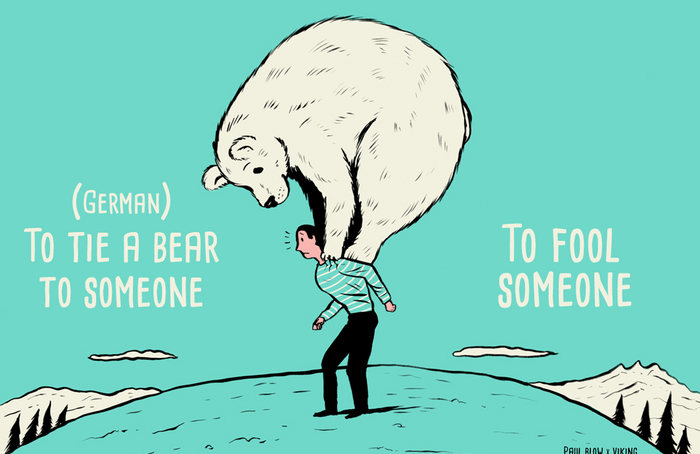 Tie a bear to someone (German)