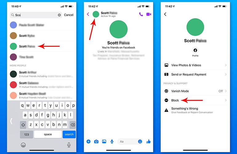 How to block someone on the Messenger mobile app