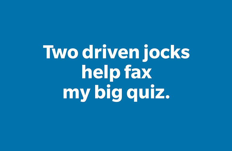 Pangram #3: Driven jocks