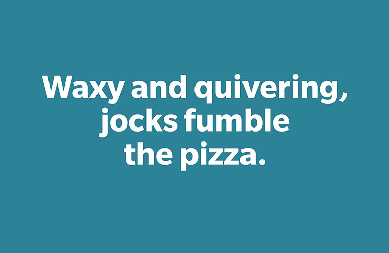 Pangram #17: Fumbling the pizza