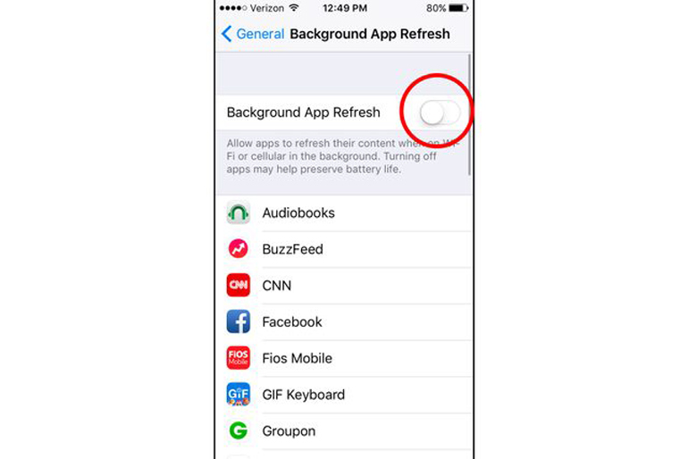 Turn off background app refresh