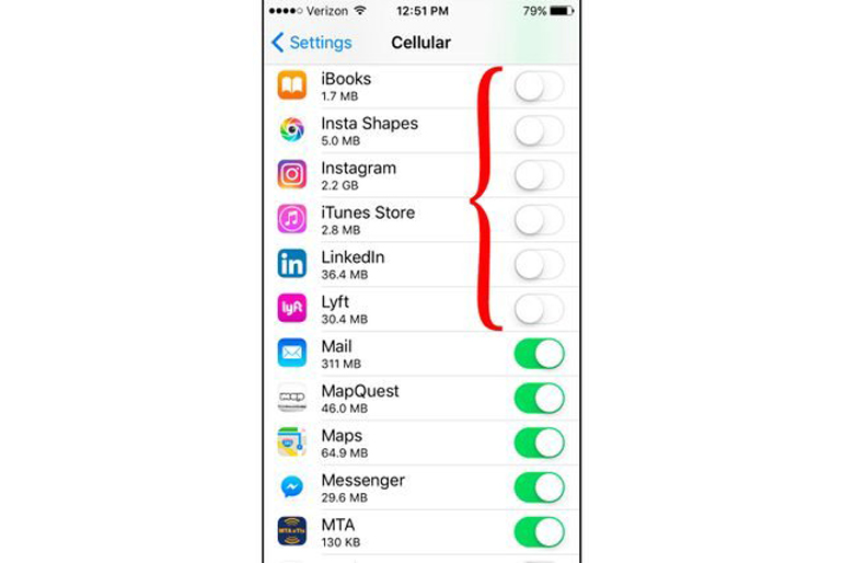 Disable apps that use a lot of data