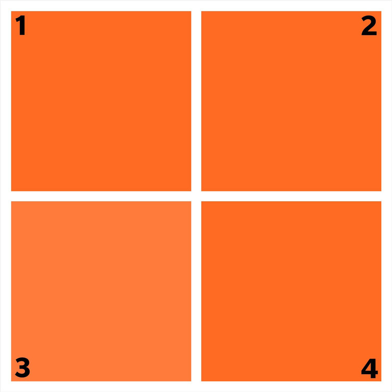 Which shade of orange is different?