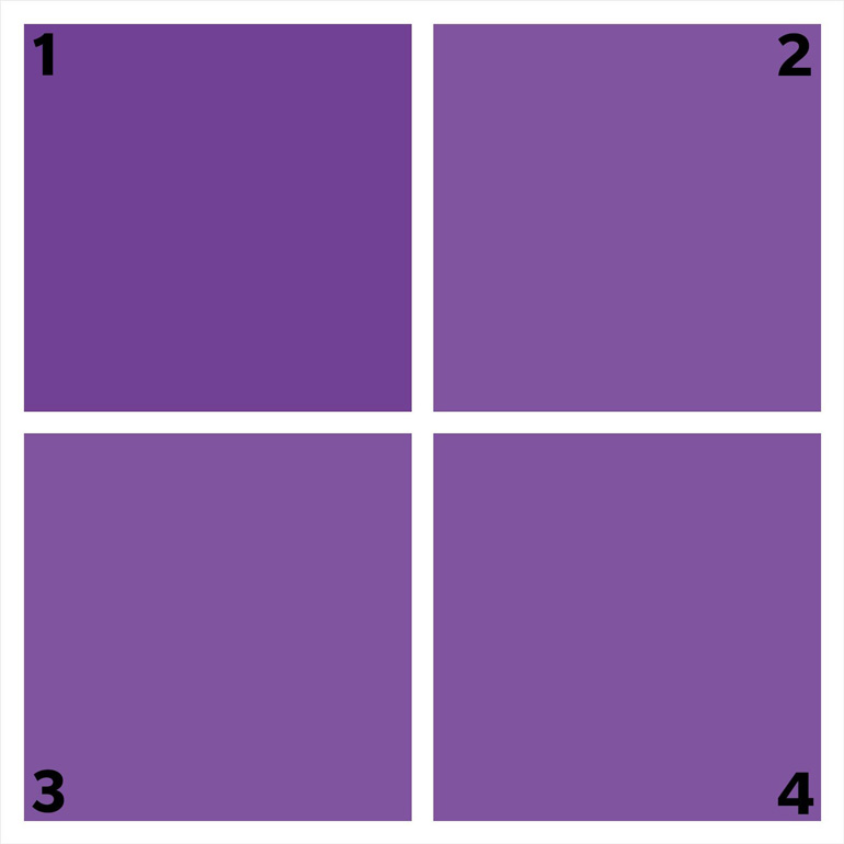 Which shade of purple is different?