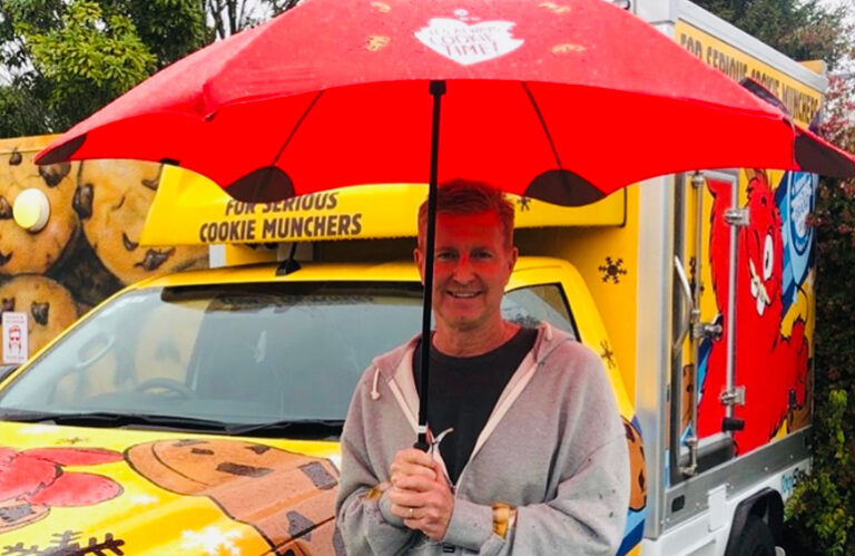 Guy Pope-Mayell with the Cookie Time freezer ute.
