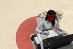 Illustration of a woman experiencing burnout inf front of her desk