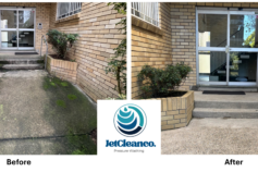 Before and after exterior concrete cleaning